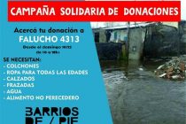 [Mar del Plata] Barrios de Pie inicia campaña de donaciones por los inundados