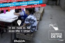 “La Pobreza No Puede Esperar”. Barrios de Pie lanza mañana campaña nacional de donación de leche en polvo.