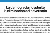 La democracia no admite la eliminación del adversario. Documento multipartidario.